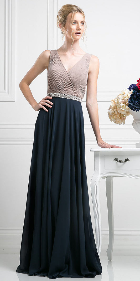 Cinderella Divine 1968 A-Line Chiffon Dress Pleated V Neck