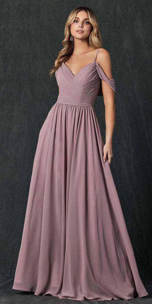 Juliet 262 Pleated Off the Shoulder Formal Dress
