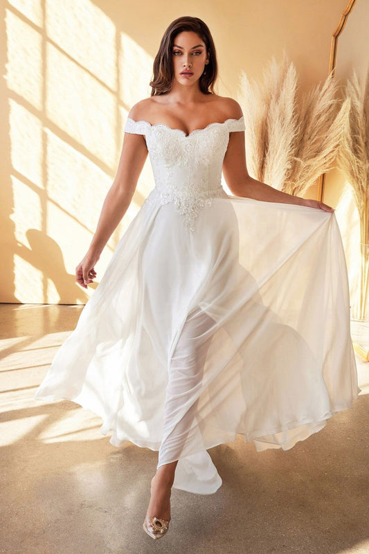 Cinderella Divine 7258W Off The Shoulder Long Gown