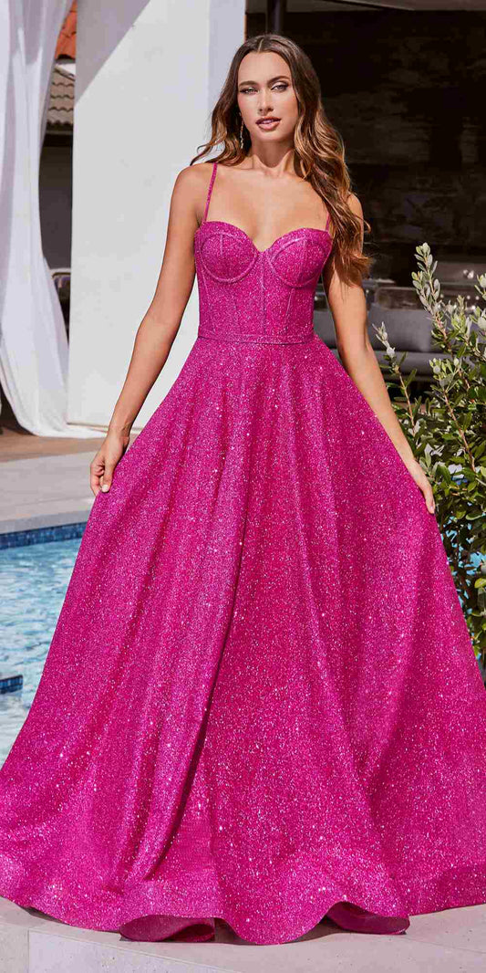 Ladivine CDS483 Long A-Line Sweetheart Glitter Ball Gown