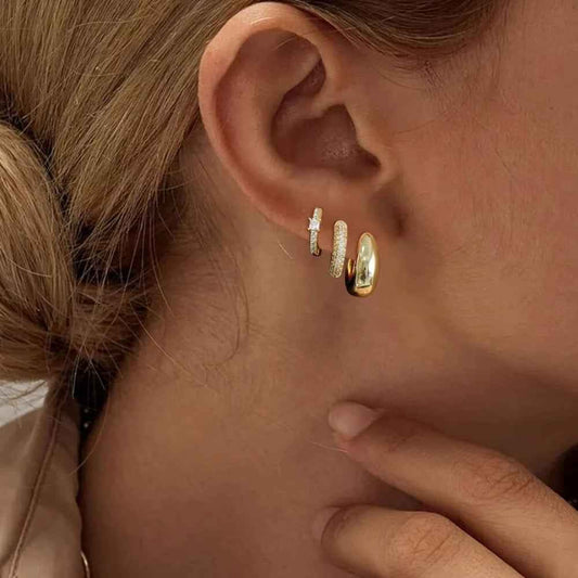 Dainty Huggie Hoop Earrings -3 Pairs
