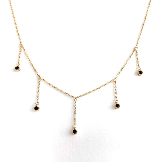 Drop Necklace with Five Cubic Zirconia Stone