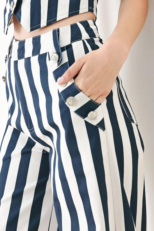 NAVY BLOSSOM WOVEN PANTS