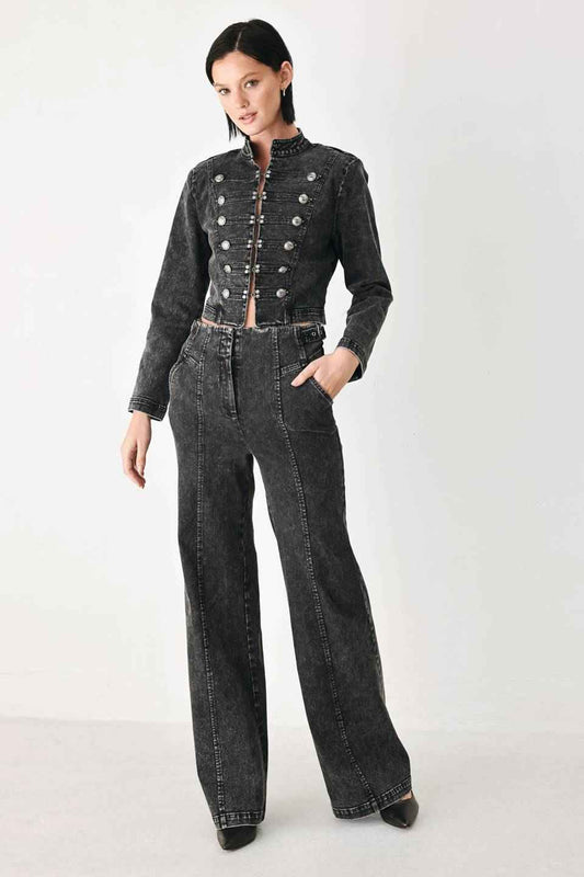 CITY LIMITS BLACK DENIM WIDE LEG PANTS