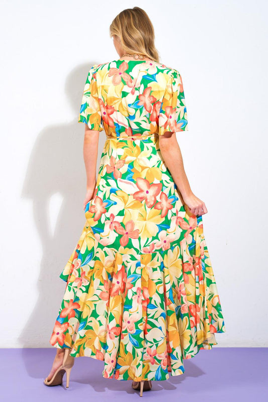 ELABORATE CHARM WOVEN HI-LO DRESS