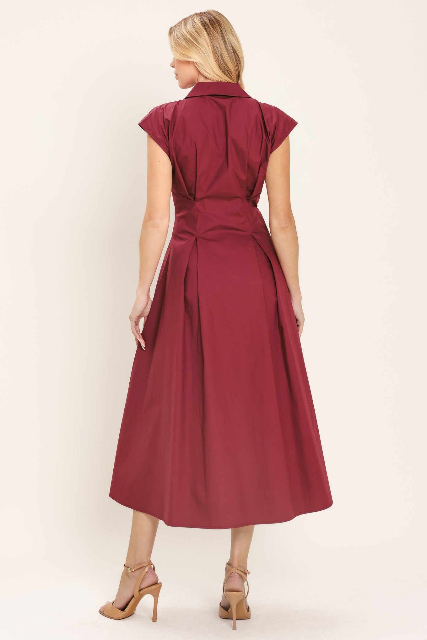 CABERNET CHARM WOVEN MIDI DRESS