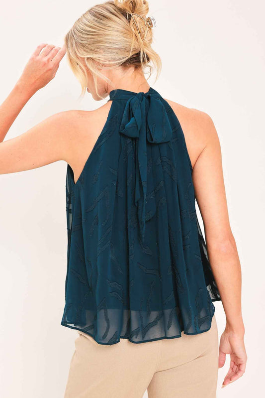 TEAL SHADOW SWAY WOVEN JACQUARD TOP