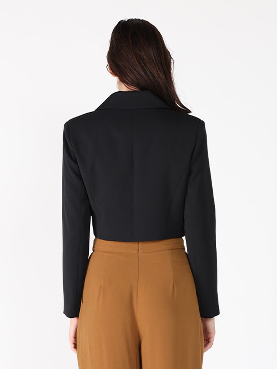Applique Bow Front Button Open Crop Jacket