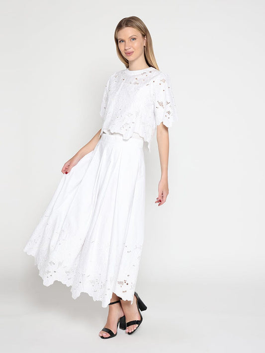 Gracia Fashion Women's Floral Lace Embroidered Short Sleeve Crop Top