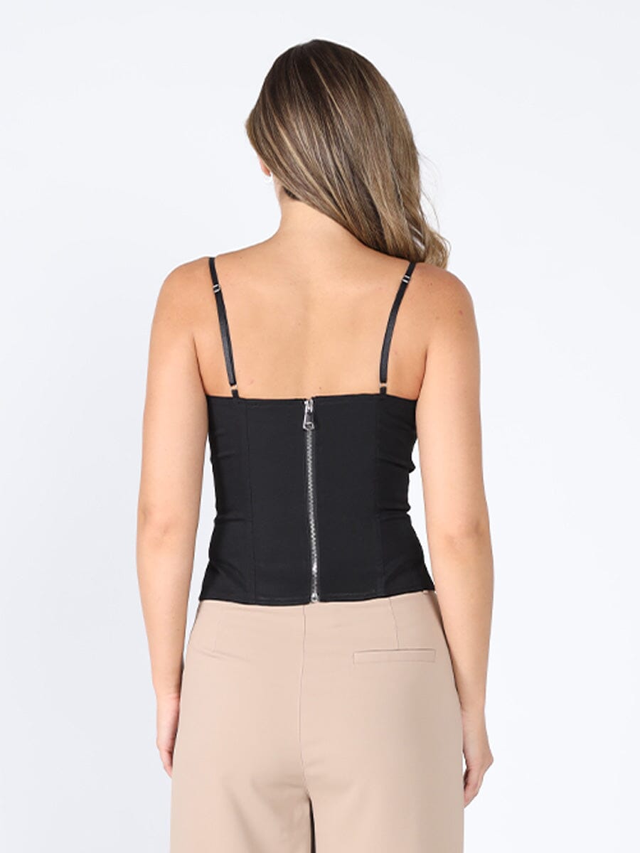 Zip up corset top with straps