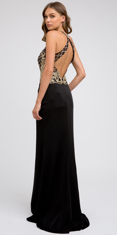 Juliet 614 Sexy Floor Length Formal Gown Cut Out Back Slit