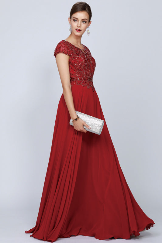 Vestido Largo Acampanado con Escote Corazón sin Mangas con Cuentas Juliet 657