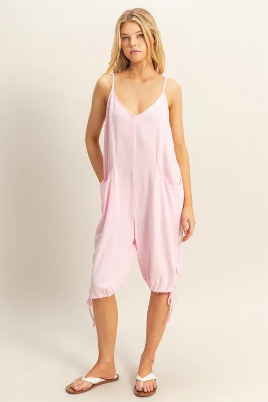 HYFVE V-Neck Pocket Detail Side Tie Hem Romper
