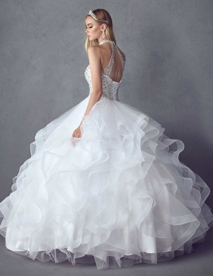 Juliet 1420 Crystal Beading Layered Tulle Skirt Quinceanera Dress