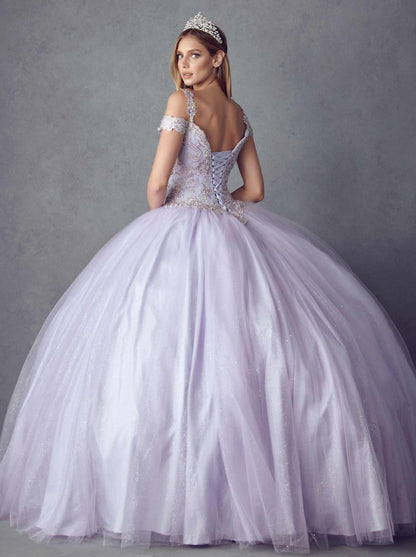 Juliet 1430 Dress Quinceanera Ball Gown Embroidered Applique Glitter Tulle