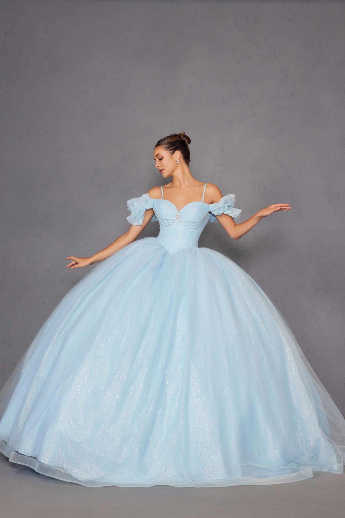 Juliet JT1487H Cold Shoulder quinceanera Ball Gown