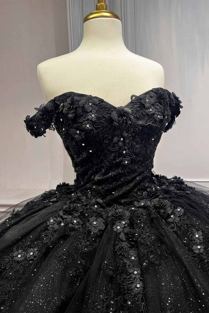 Ladivine 15702 Floral Off the Shoulder Floral Quince Ball Gown