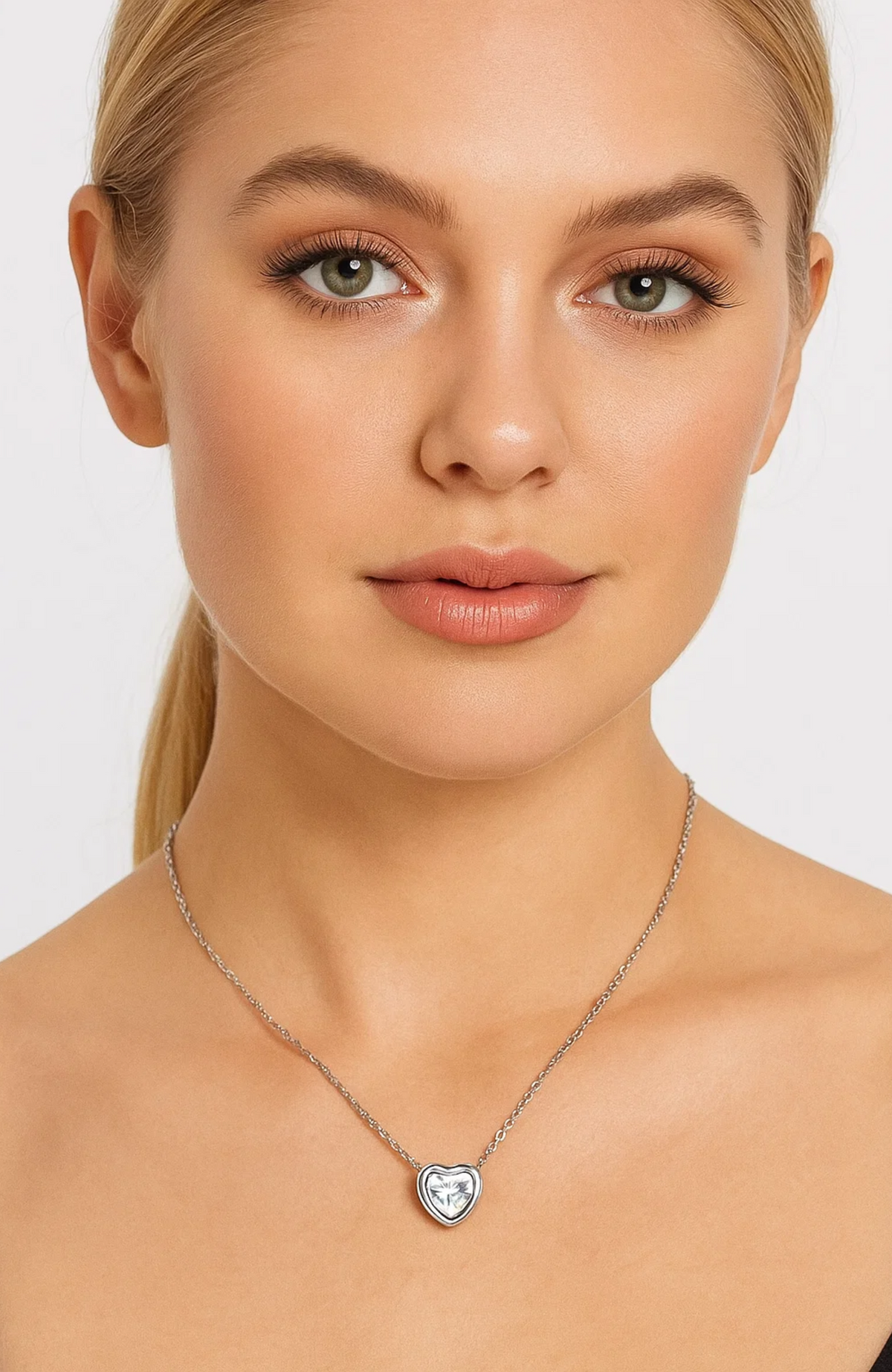 Heart Necklace Cubic Zirconia Crystal