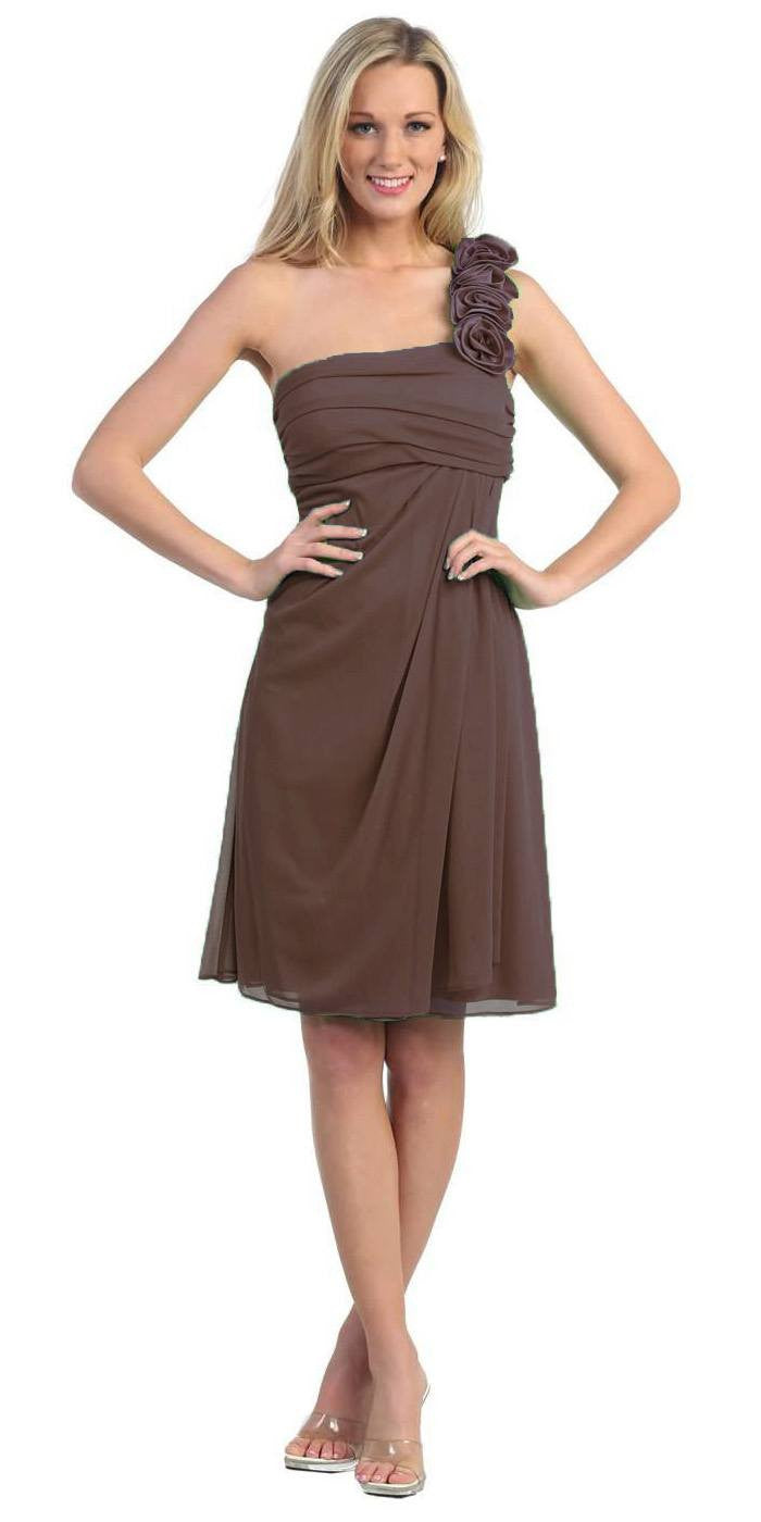 OFERTA - Vestido de Gasa hasta la Rodilla con un Solo Hombro Eureka 1801 (Talla 2XL)