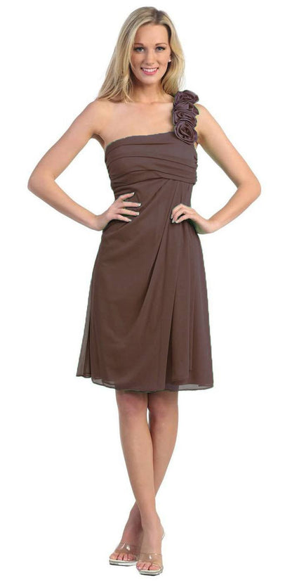 CLEARANCE - Eureka 1801 One Shoulder Knee Length Chiffon Dress (Size 2XL)