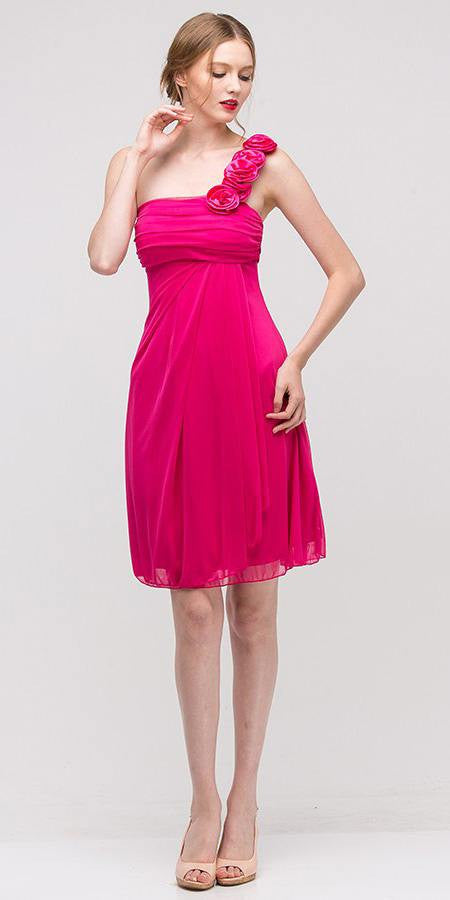 OFERTA - Vestido de Gasa hasta la Rodilla con un Solo Hombro Eureka 1801 (Talla 2XL)