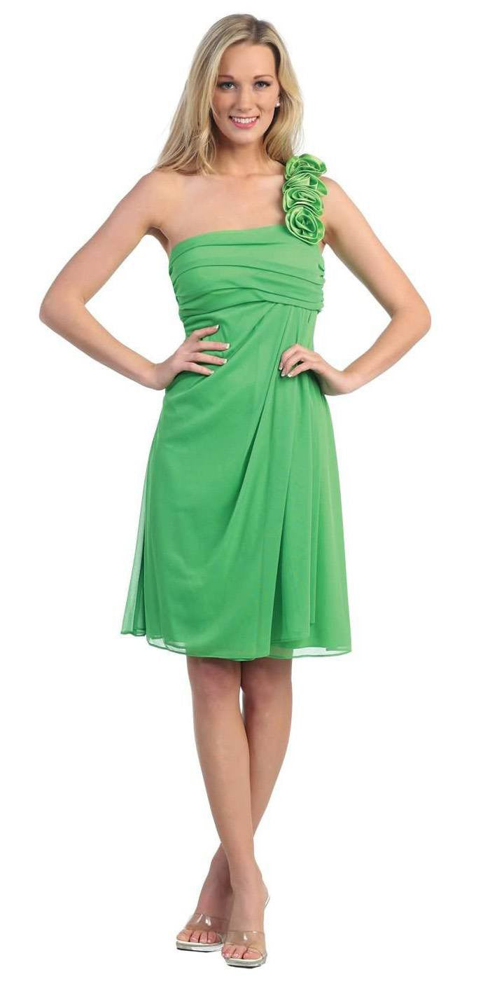 OFERTA - Vestido de Gasa hasta la Rodilla con un Solo Hombro Eureka 1801 (Talla 2XL)
