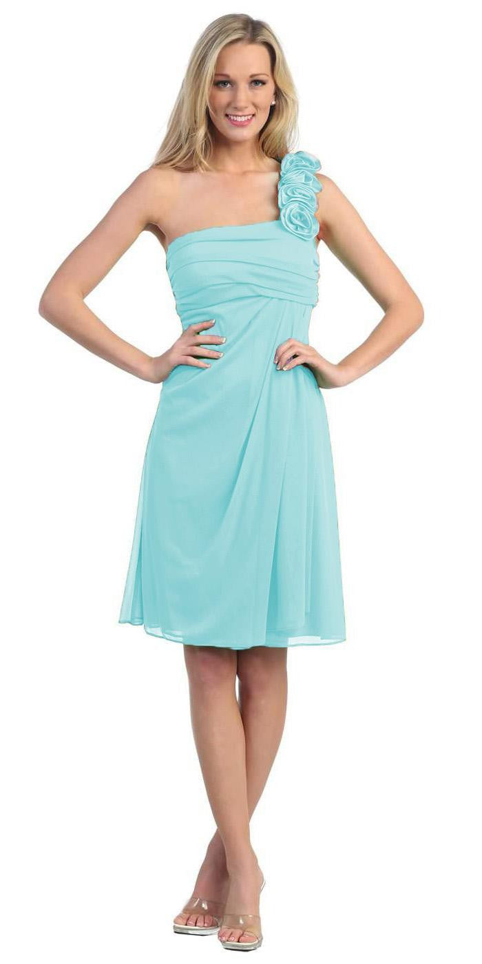 OFERTA - Vestido de Gasa hasta la Rodilla con un Solo Hombro Eureka 1801 (Talla 2XL)