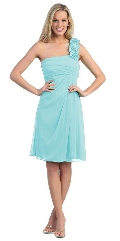 CLEARANCE - Eureka 1801 One Shoulder Knee Length Chiffon Dress (Size 2XL)