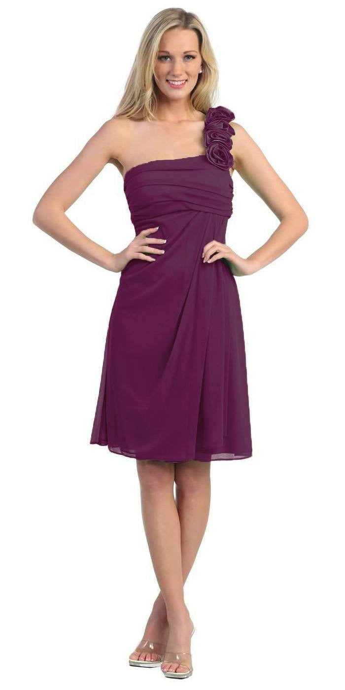 OFERTA - Vestido de Gasa hasta la Rodilla con un Solo Hombro Eureka 1801 (Talla 2XL)