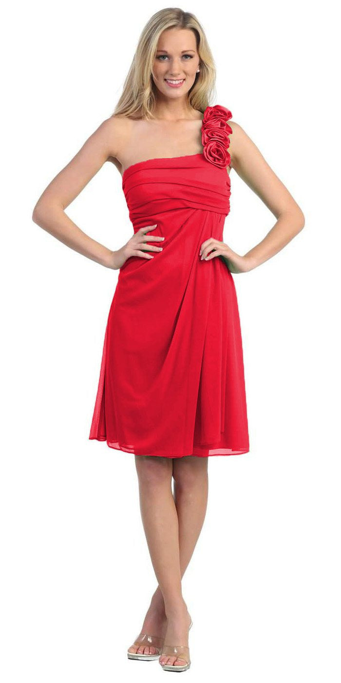 OFERTA - Vestido de Gasa hasta la Rodilla con un Solo Hombro Eureka 1801 (Talla 2XL)