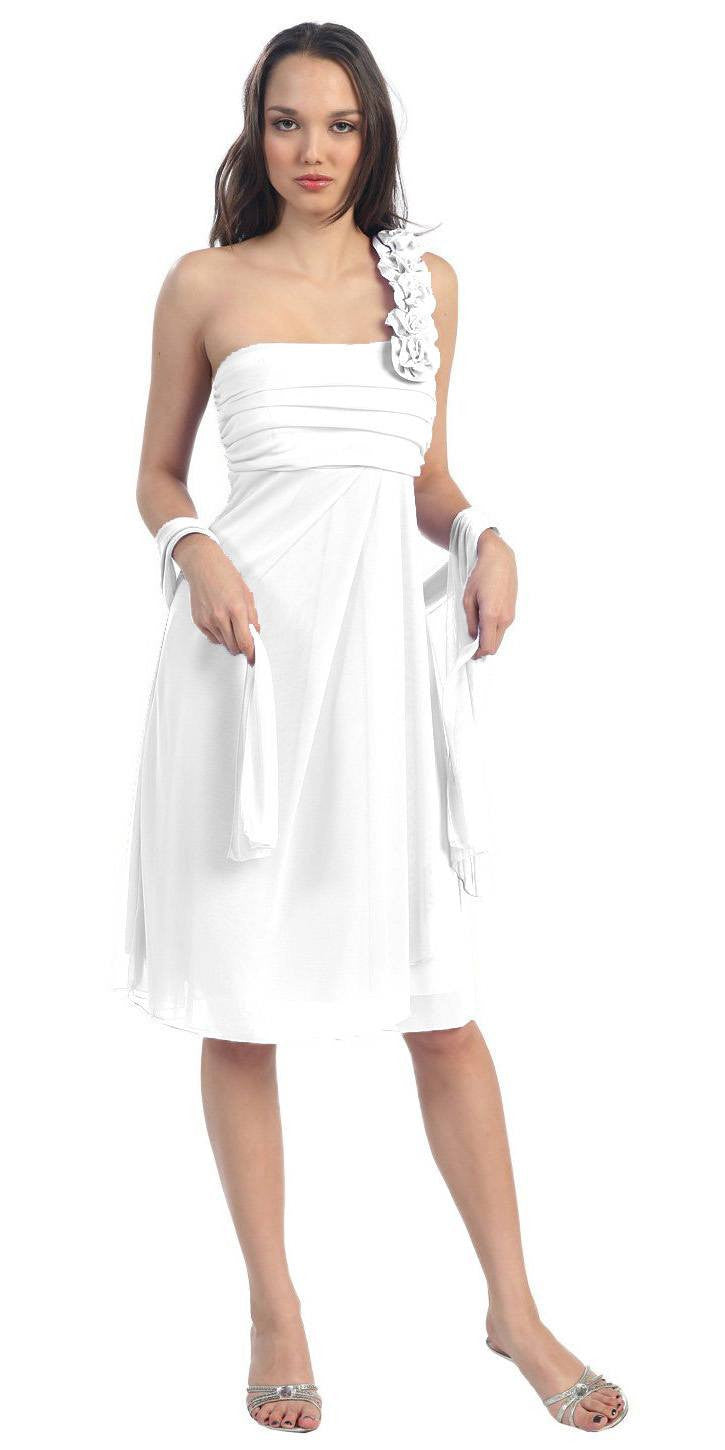 OFERTA - Vestido de Gasa hasta la Rodilla con un Solo Hombro Eureka 1801 (Talla 2XL)