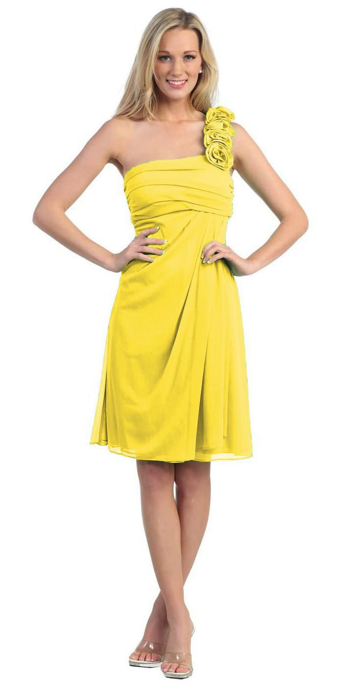 OFERTA - Vestido de Gasa hasta la Rodilla con un Solo Hombro Eureka 1801 (Talla 2XL)