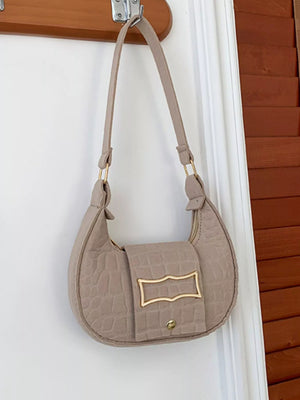 Crocodile Embossed Flap Shoulder Bag