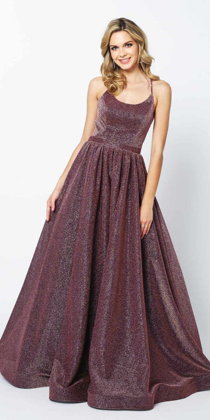 Juliet 204 Criss Cross Back Ball Gown Style Glitter Dress