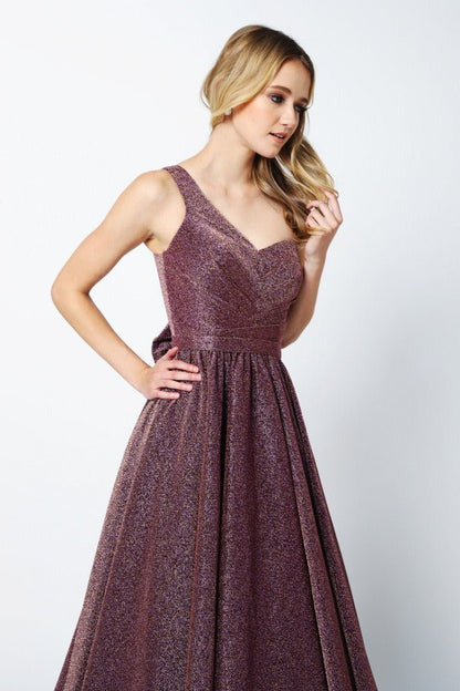Juliet 205 Long One Shoulder Sleeveless Glitter Gown