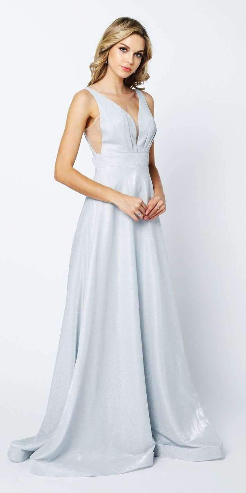 Vestido largo Juliet 208 con aberturas, tirantes en la espalda y purpurina