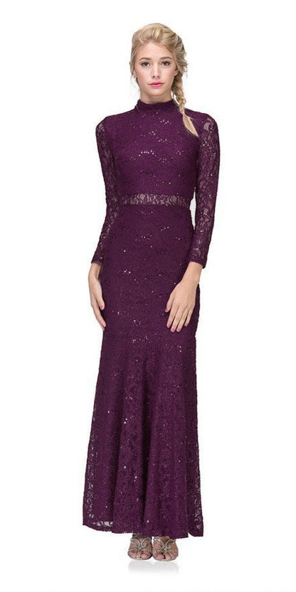 CLEARANCE - Eureka 2095 Long Sleeve Lace Dress Mock 2-Piece High Neck (Size Small)