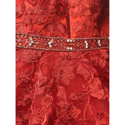 Juliet 224 V-Neck and Back Embroidered Tulle A-Line Ball Gown