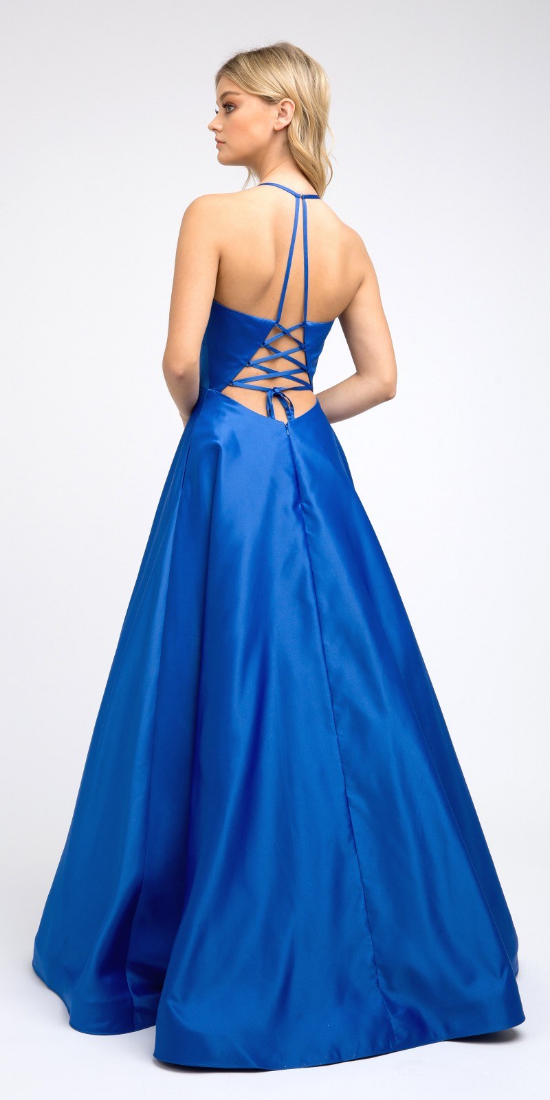 Juliet 230 Stylish Back Long A-Line Satin Prom Dress with Pockets