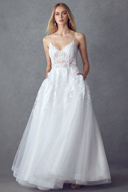 Juliet JT2482SW Floor Length A-Line Lace/Tulle Wedding Ball Gown