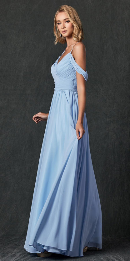 Juliet 262 Pleated Off the Shoulder Formal Dress