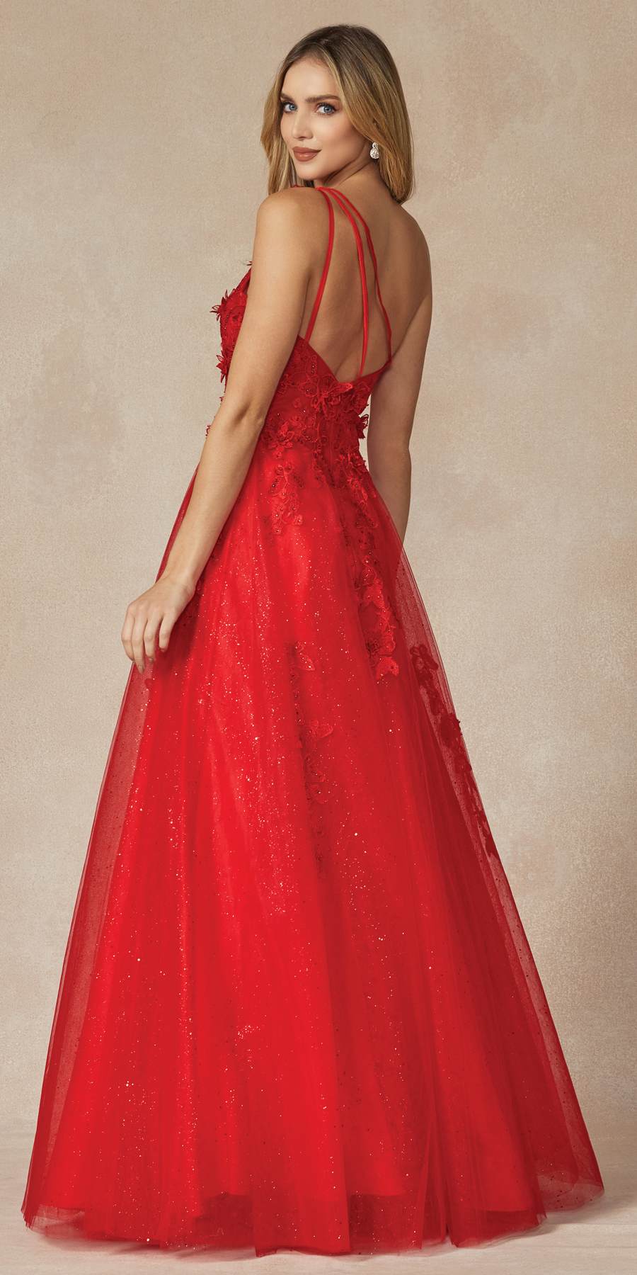Juliet 298 Long One Shoulder With 3D Flower Embellishments Gown