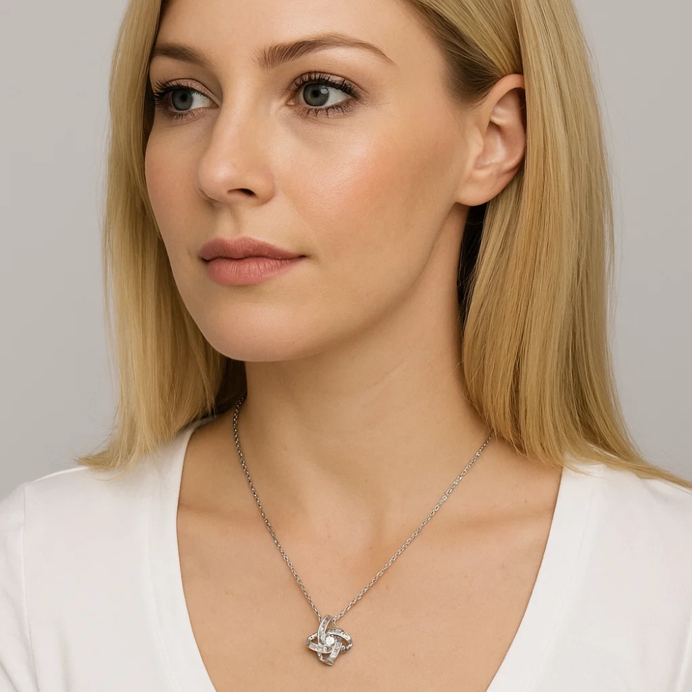 Knot Necklace With Cubic Zirconia Stones