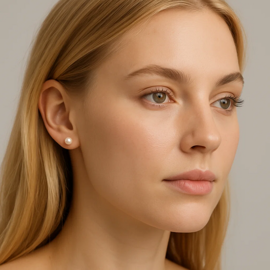White Freshwater Pearl Stud Earrings 6-7mm