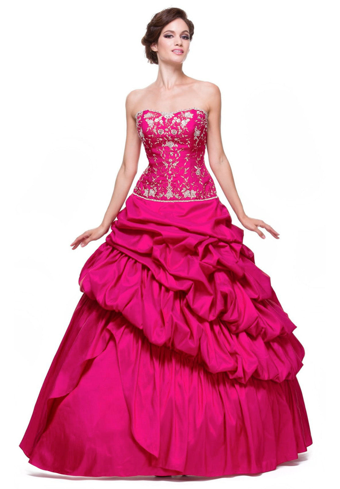 CLEARANCE - Juliet 302 Poofy Taffeta A-Line Strapless Embroidered Bodice Quinceanera Dress