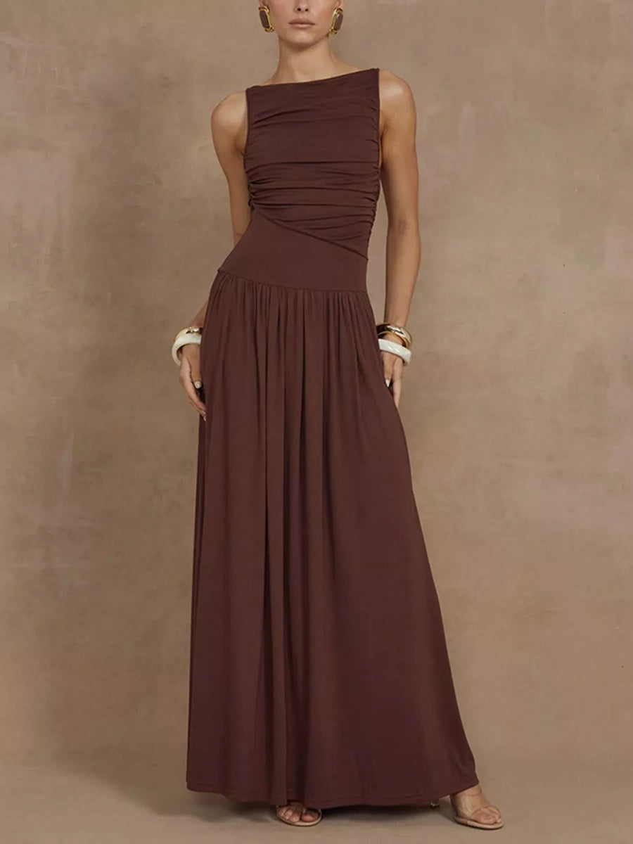 Ruched Sleeveless Maxi Dress
