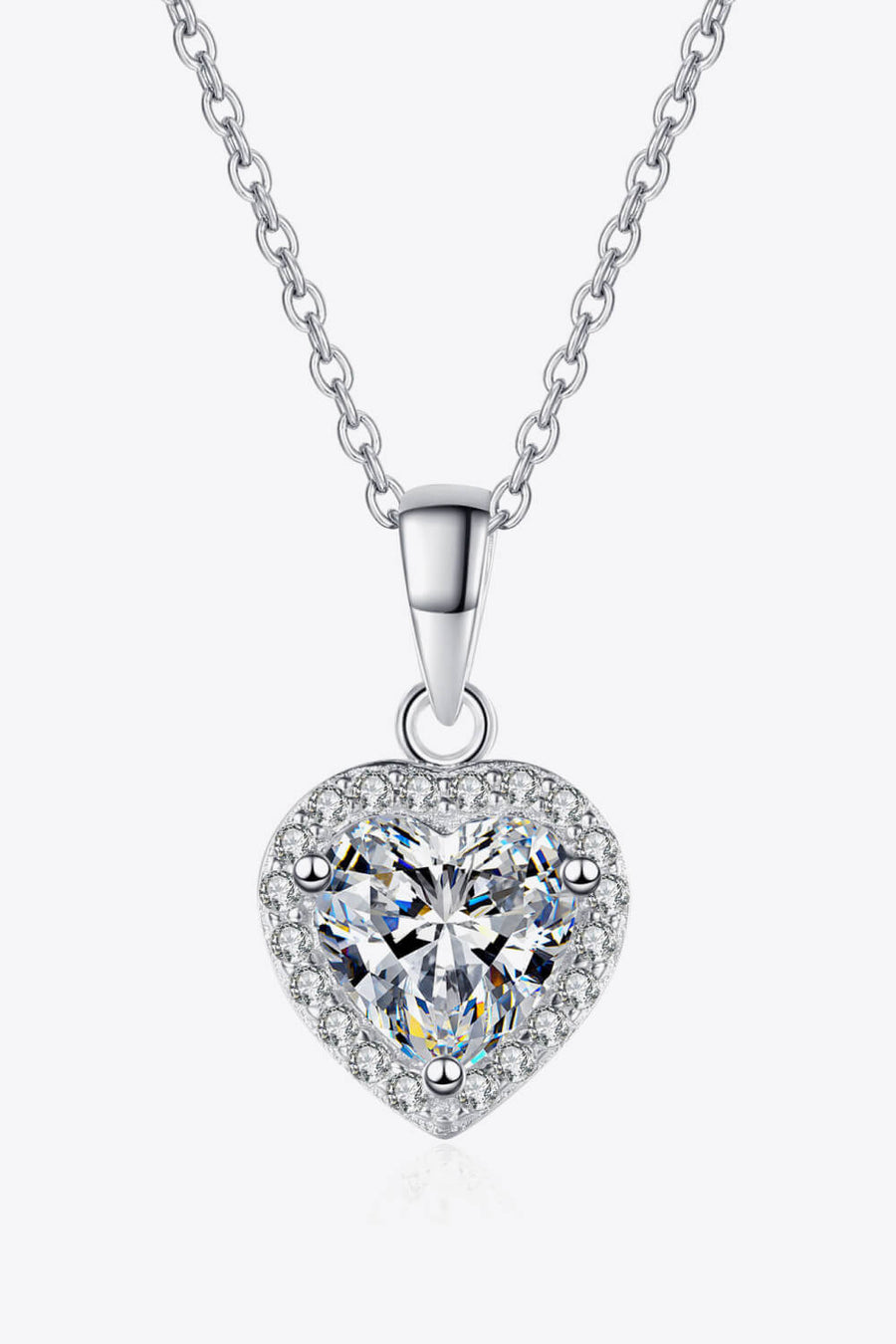 Heart Pendant Chain Necklace – 1 Carat Moissanite – Romantic and Delicate Style