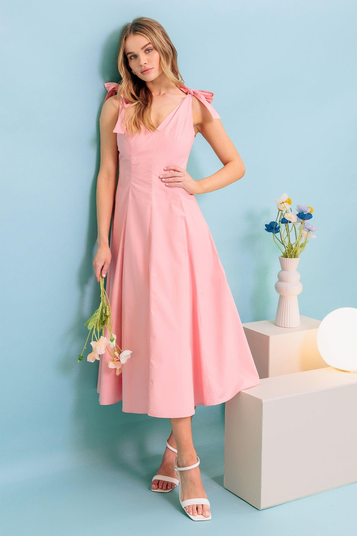 VESTIDO MIDI TEJIDO DE MELOCOTÓN EN EL CAMINO CORRECTO