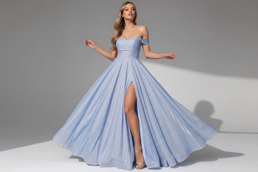 Off-Shoulder High Slit Maxi Dress