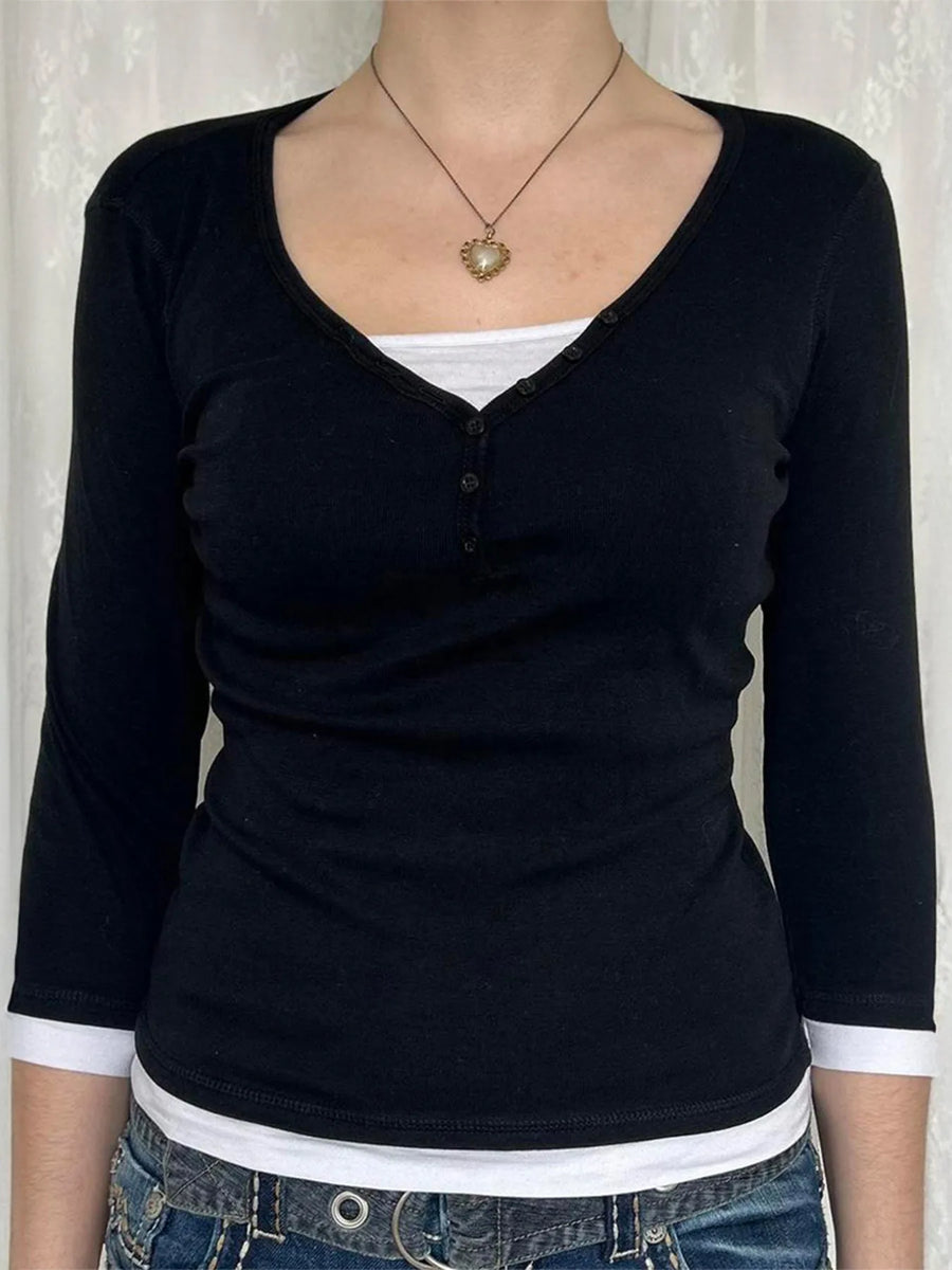 Contrast Trim Long Sleeve T-Shirt